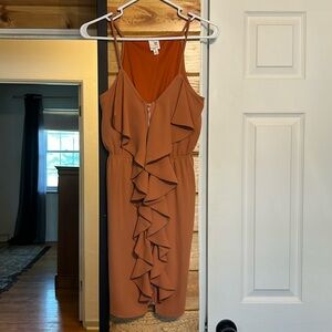 Zip front burnt orange dress